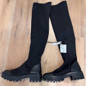 Brand-new Zara knee-high stretchy high low heel boots. Size 38/7.5